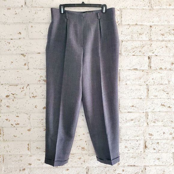 VTG Liz Claiborne 100% Wool Oversize Pleated Pants Trousers High Rise SZ 14P - Picture 1 of 15